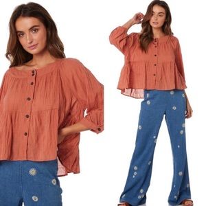 {Free People} Sea To Shore Boho Peasant Top